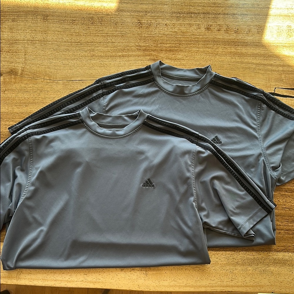 Adidas Men's Gray Workout Shirts - Set of 2 - Large - EUC